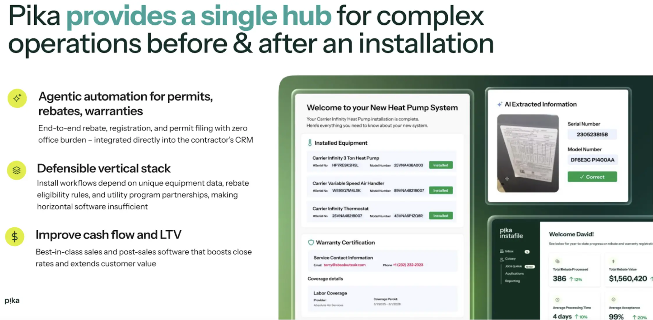 Instafile dashboard showing rebate and permit tracking interface